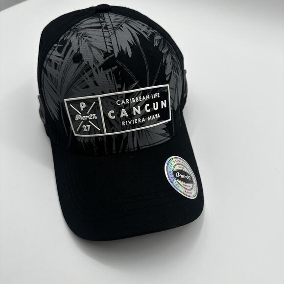 Pier 27 Cancun Men's Baseball Cap Hat Strap back Black - Picture 1 of 8